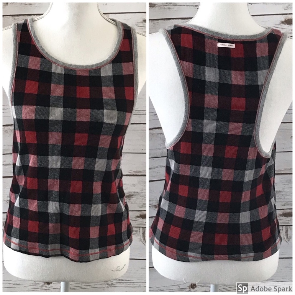💚VICTORIA'S SECRET Buffalo Plaid Racer Back Tank